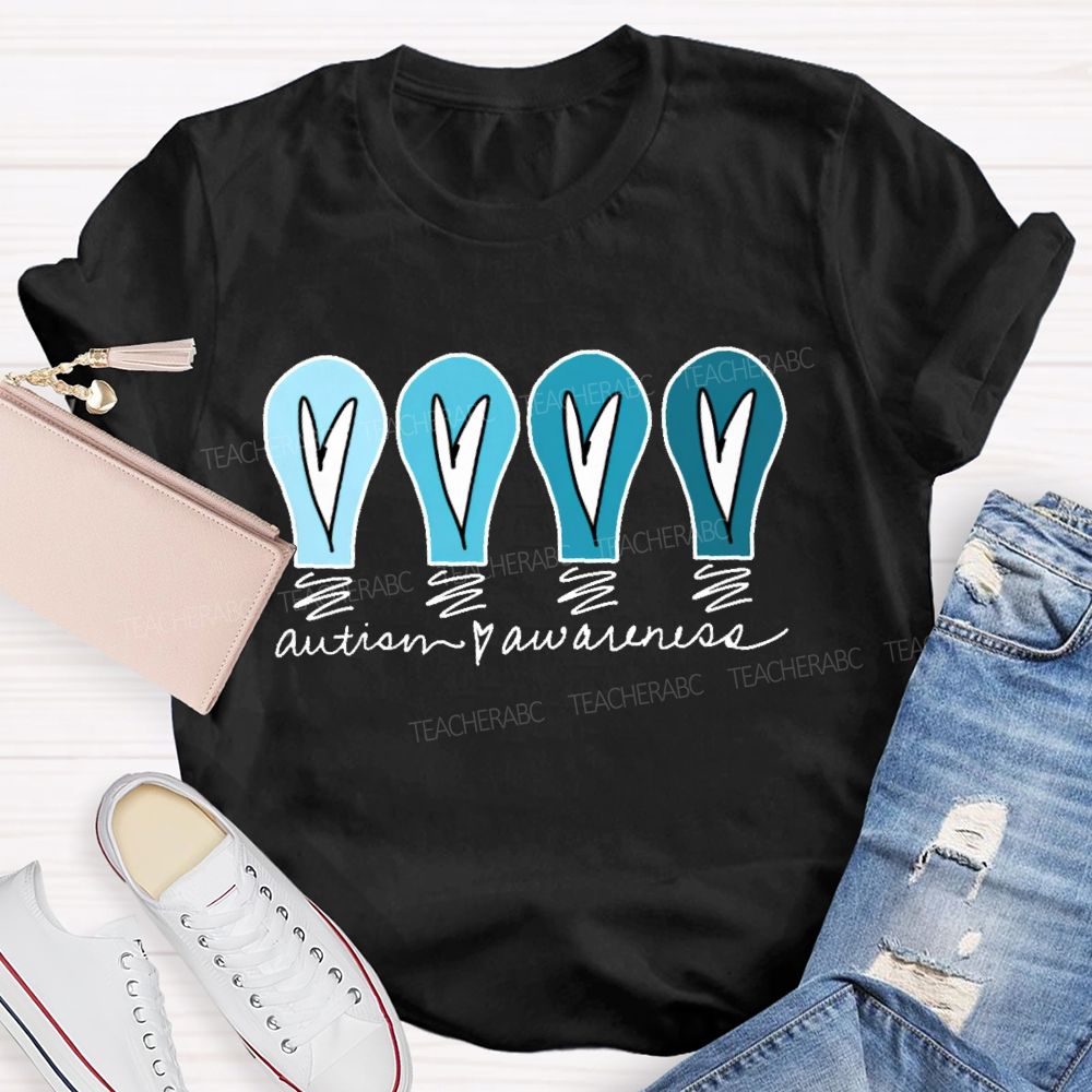 Autism Awareness Love Light Bulb  Teacher T-shirt