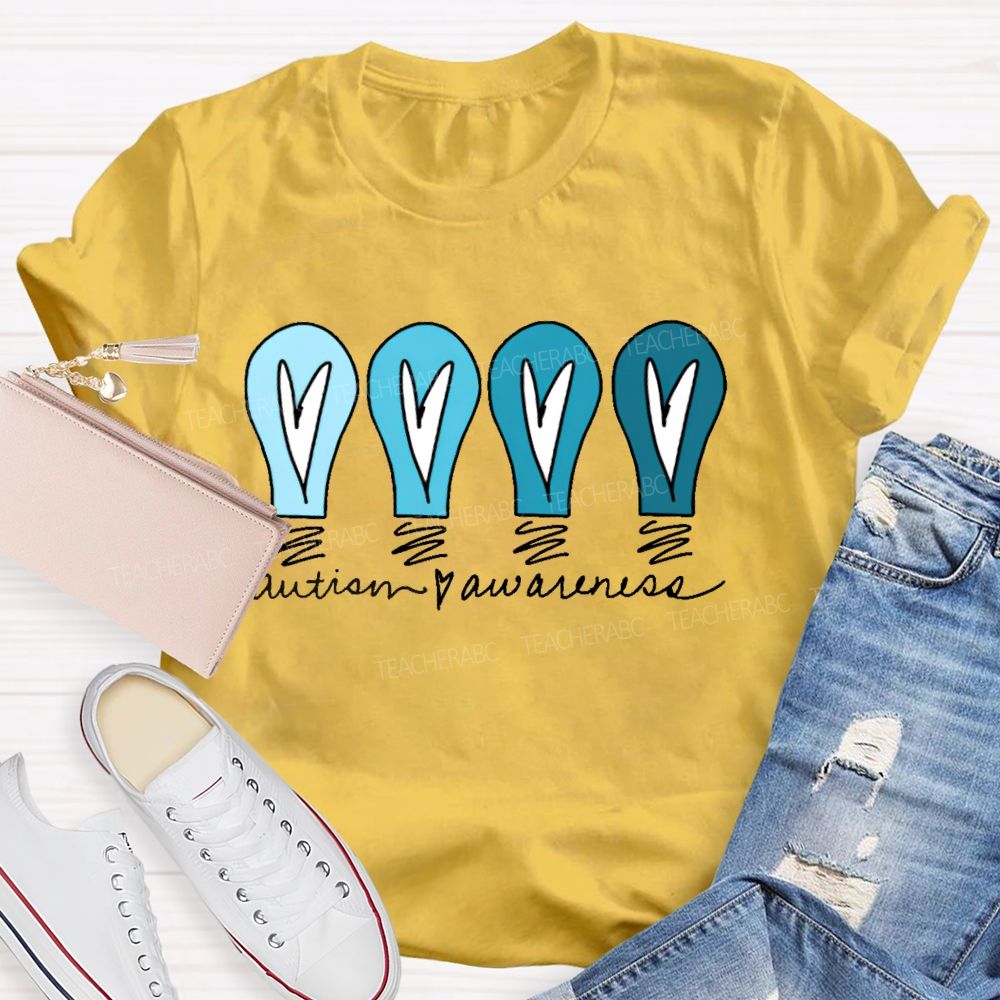 Autism Awareness Love Light Bulb  Teacher T-shirt
