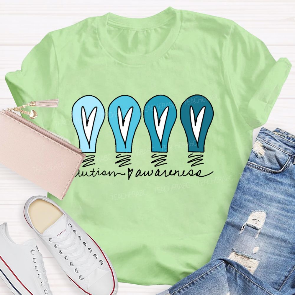 Autism Awareness Love Light Bulb  Teacher T-shirt