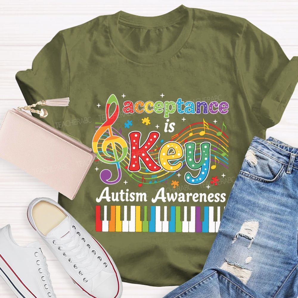 Acceptance Is Key Autism Awareness Teacher T-shirt