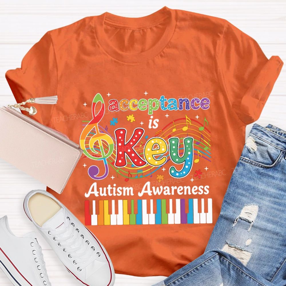 Acceptance Is Key Autism Awareness Teacher T-shirt