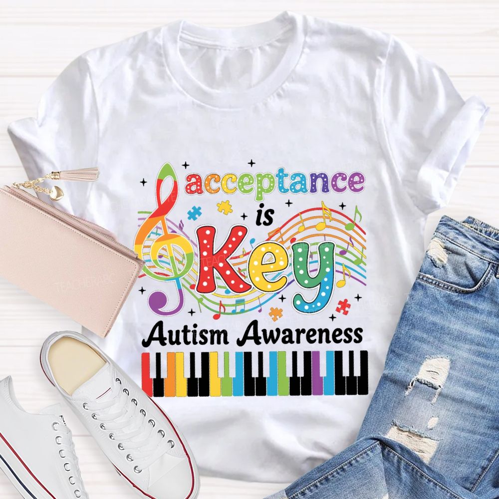 Acceptance Is Key Autism Awareness Teacher T-shirt