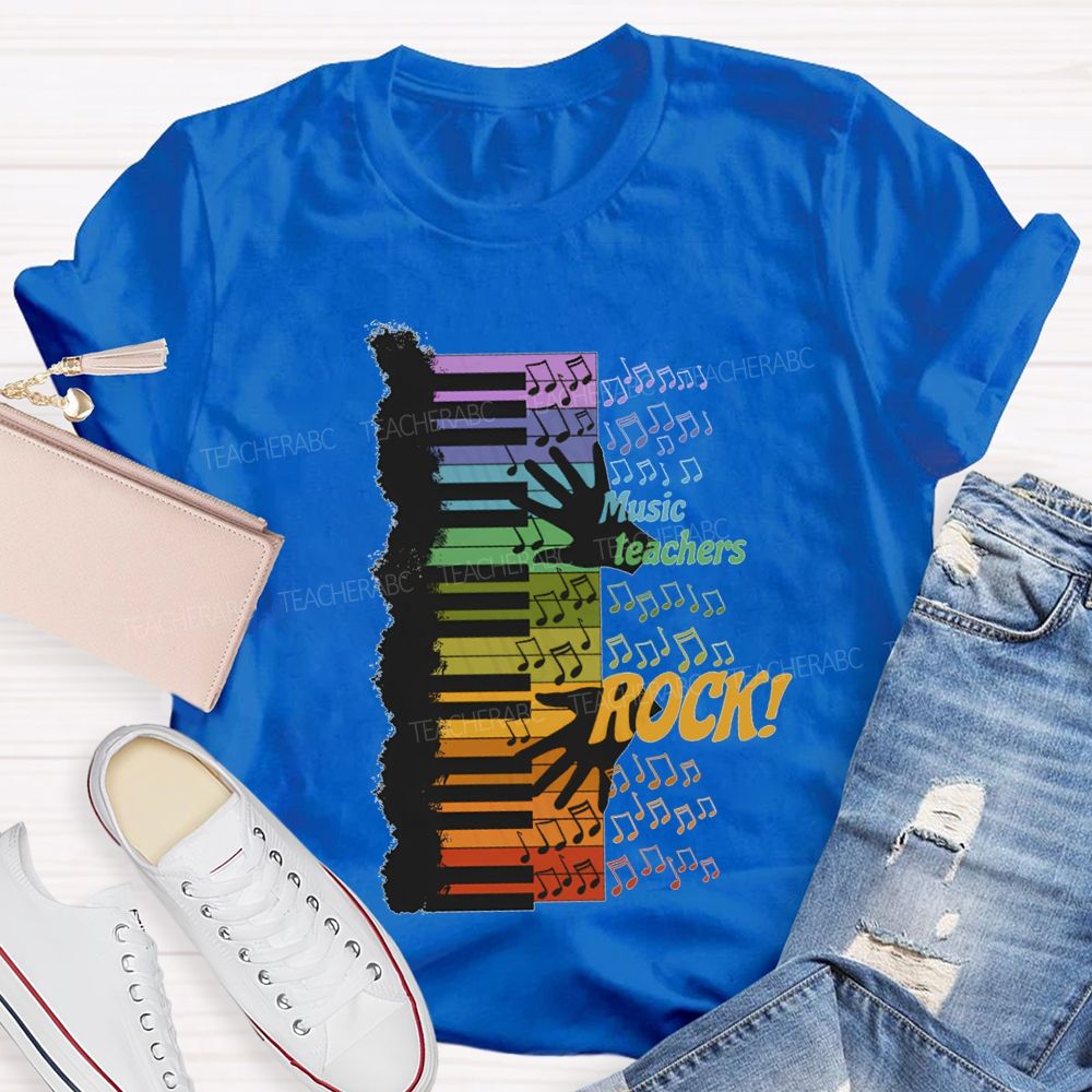 Music Teacher Rock Colorful Notes Teacher T-shirt