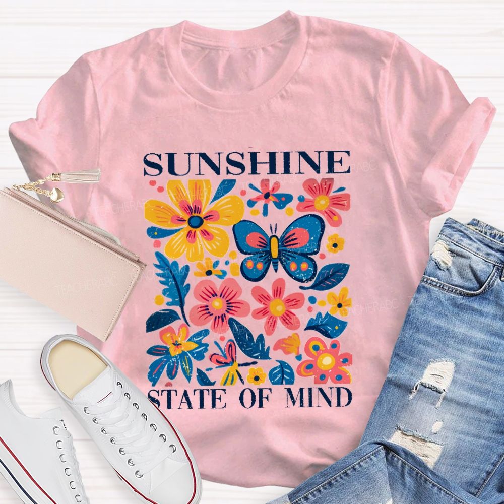 Sunshine State Of Mind Floral Butterfly Teacher T-shirt
