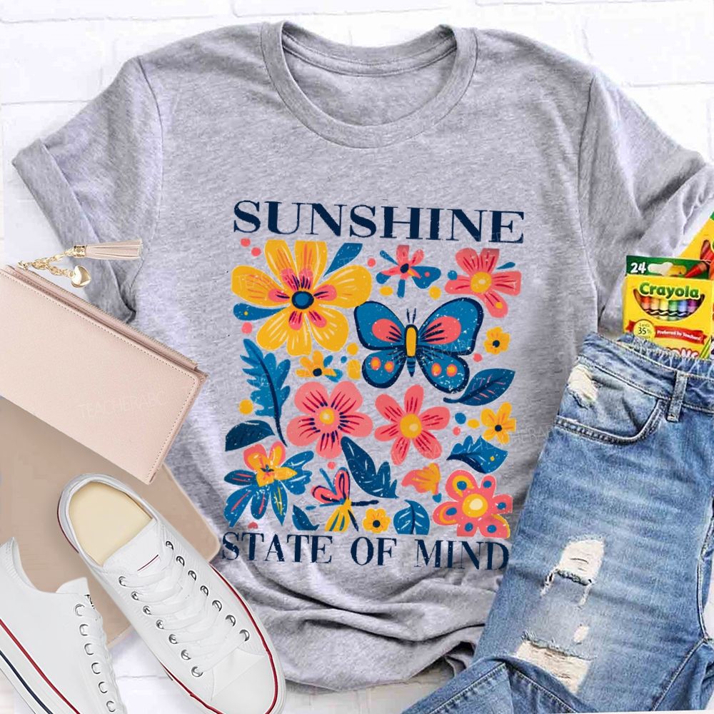Sunshine State Of Mind Floral Butterfly Teacher T-shirt