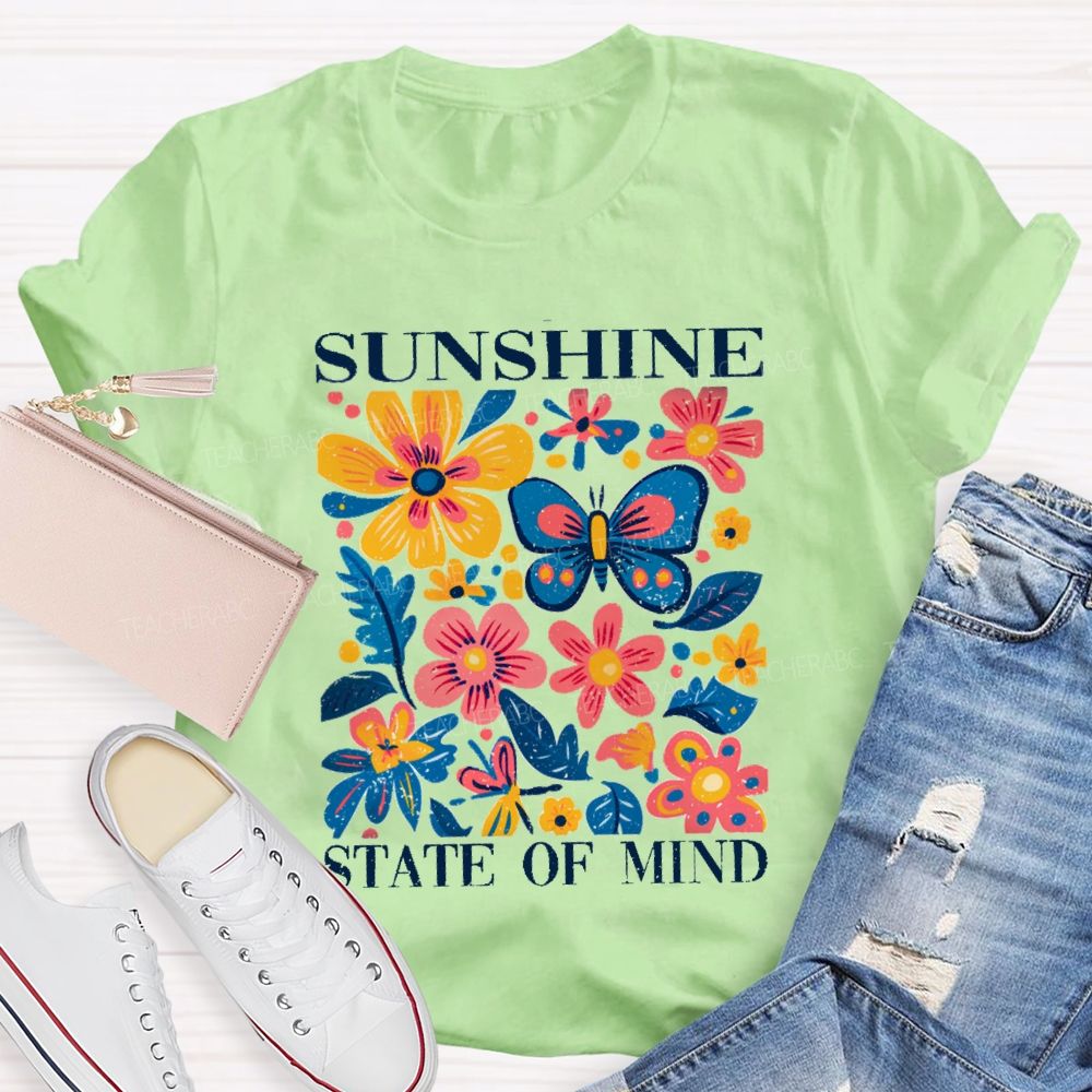 Sunshine State Of Mind Floral Butterfly Teacher T-shirt