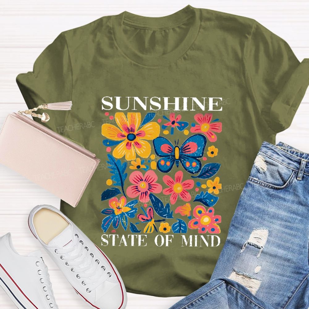 Sunshine State Of Mind Floral Butterfly Teacher T-shirt