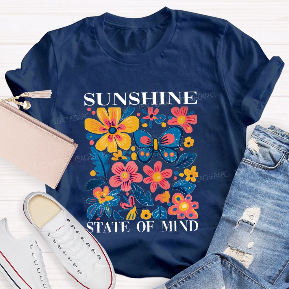 Sunshine State Of Mind Floral Butterfly Teacher T-shirt