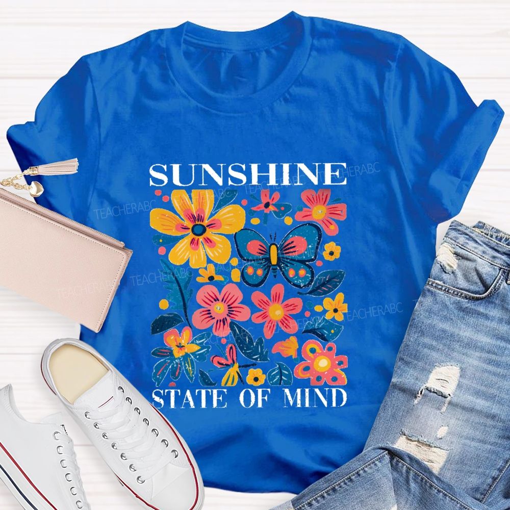Sunshine State Of Mind Floral Butterfly Teacher T-shirt