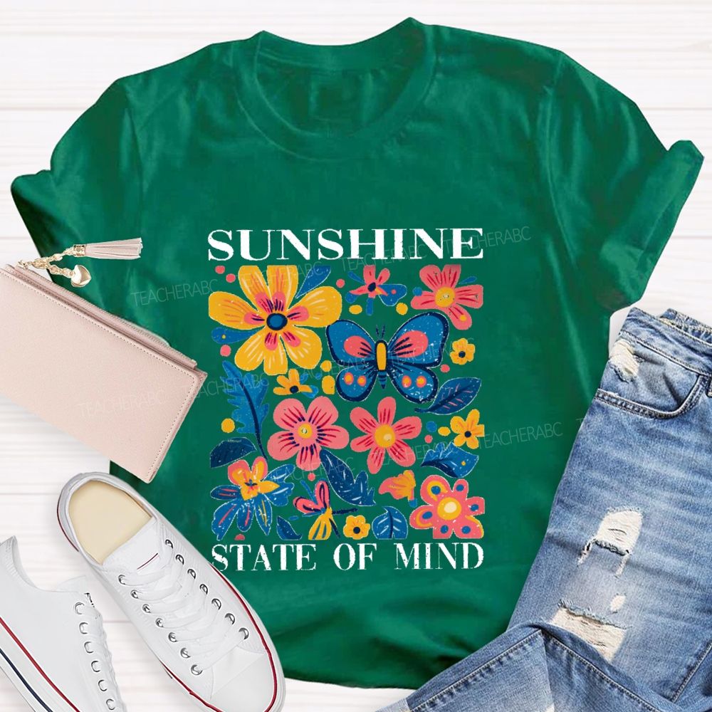 Sunshine State Of Mind Floral Butterfly Teacher T-shirt