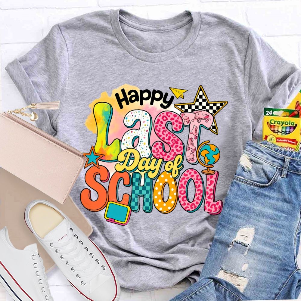 Happy Last Day Of School Star Chessboard Teacher T-Shirt
