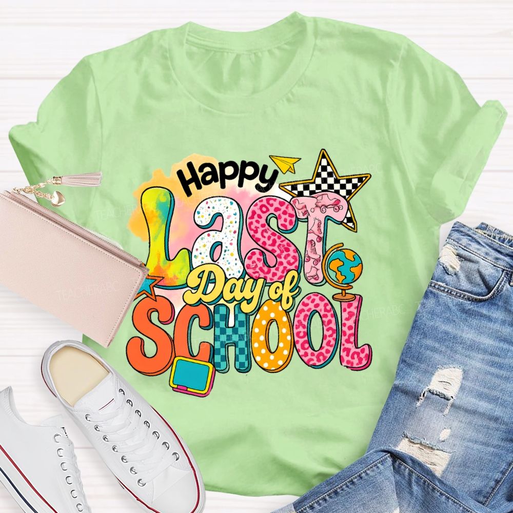 Happy Last Day Of School Star Chessboard Teacher T-Shirt
