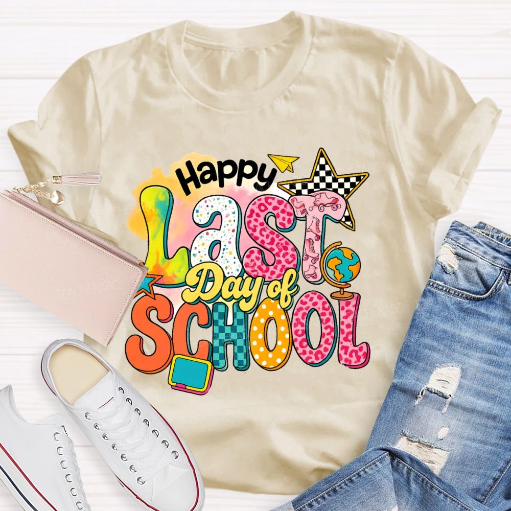 Happy Last Day Of School Star Chessboard Teacher T-Shirt