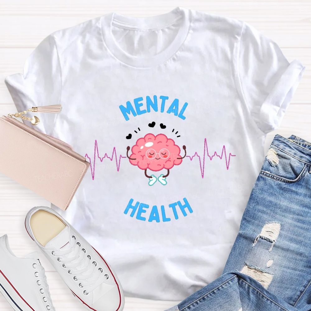 Mental Health Hearts Linked Together Teacher T-shirt