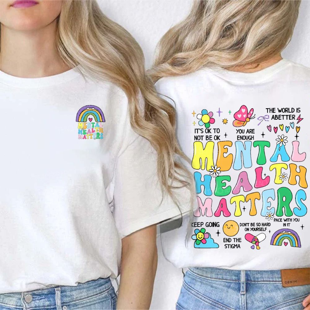 Mental Health Matters You Are Enough Keep Going Double Printed T-shirt
