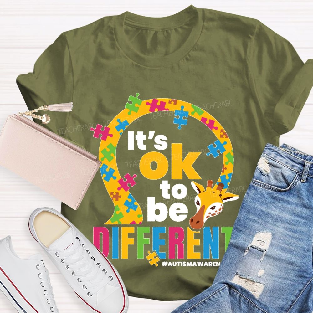It's Ok To Be Different Autism Awareness  Graphic  Teacher T-shirt