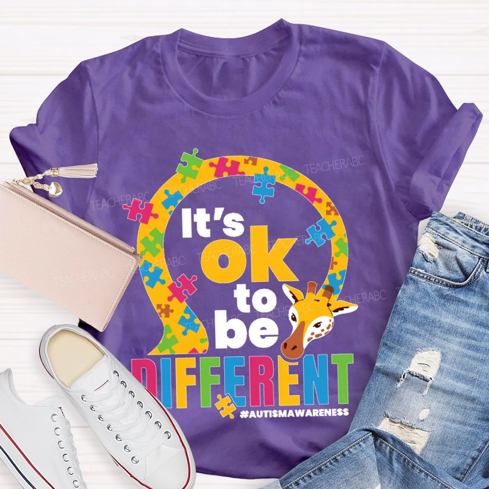 It's Ok To Be Different Autism Awareness  Graphic  Teacher T-shirt
