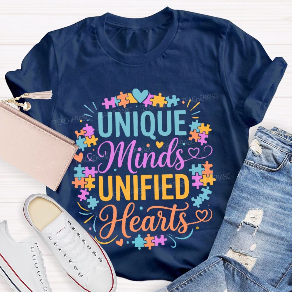 Unique Minds Unified Hearts  Teacher T-shirt