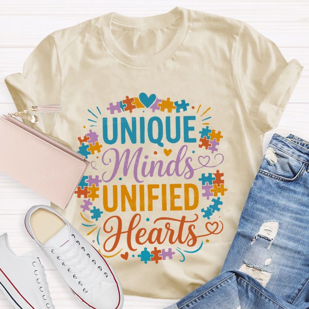 Unique Minds Unified Hearts  Teacher T-shirt