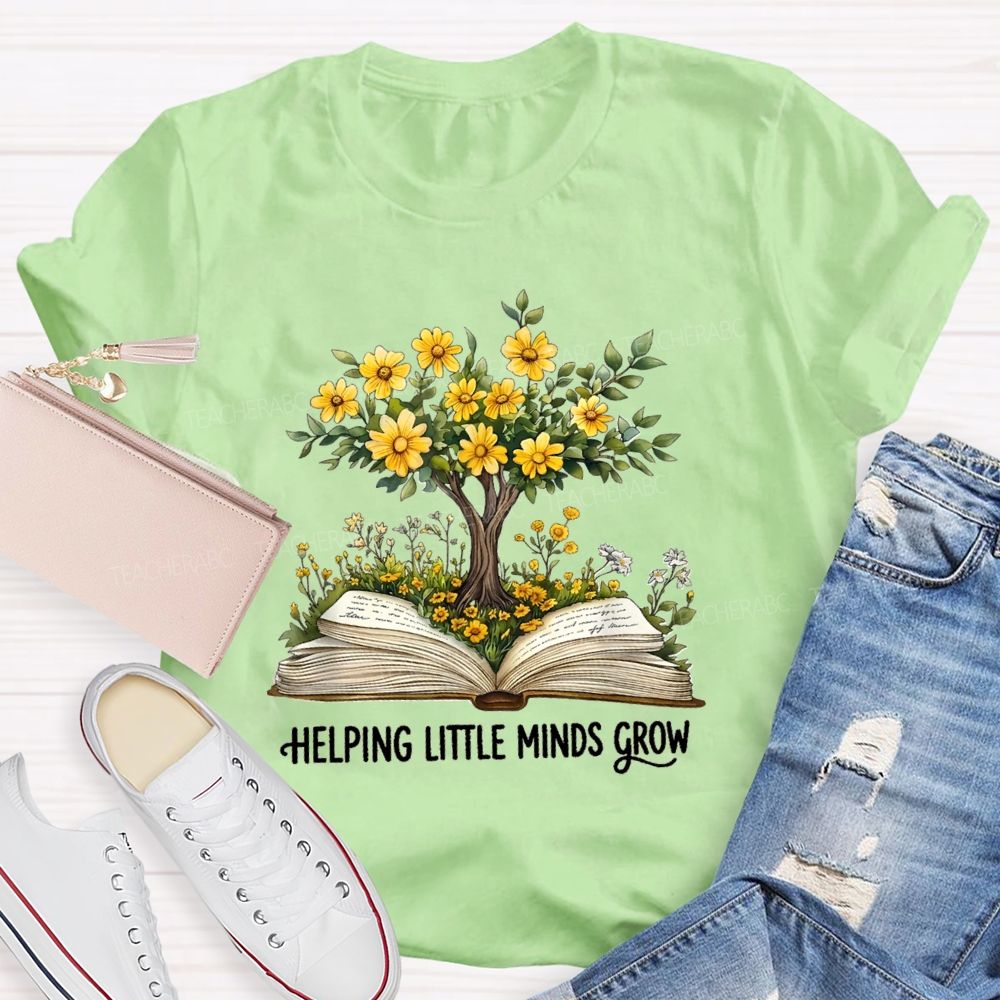 Helping Little Minds Grow Books Tree Teacher T-shirt