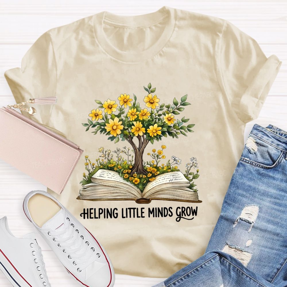 Helping Little Minds Grow Books Tree Teacher T-shirt