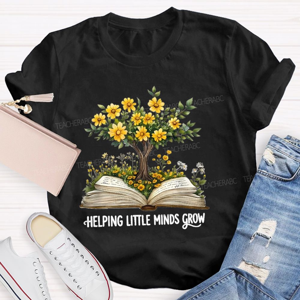 Helping Little Minds Grow Books Tree Teacher T-shirt