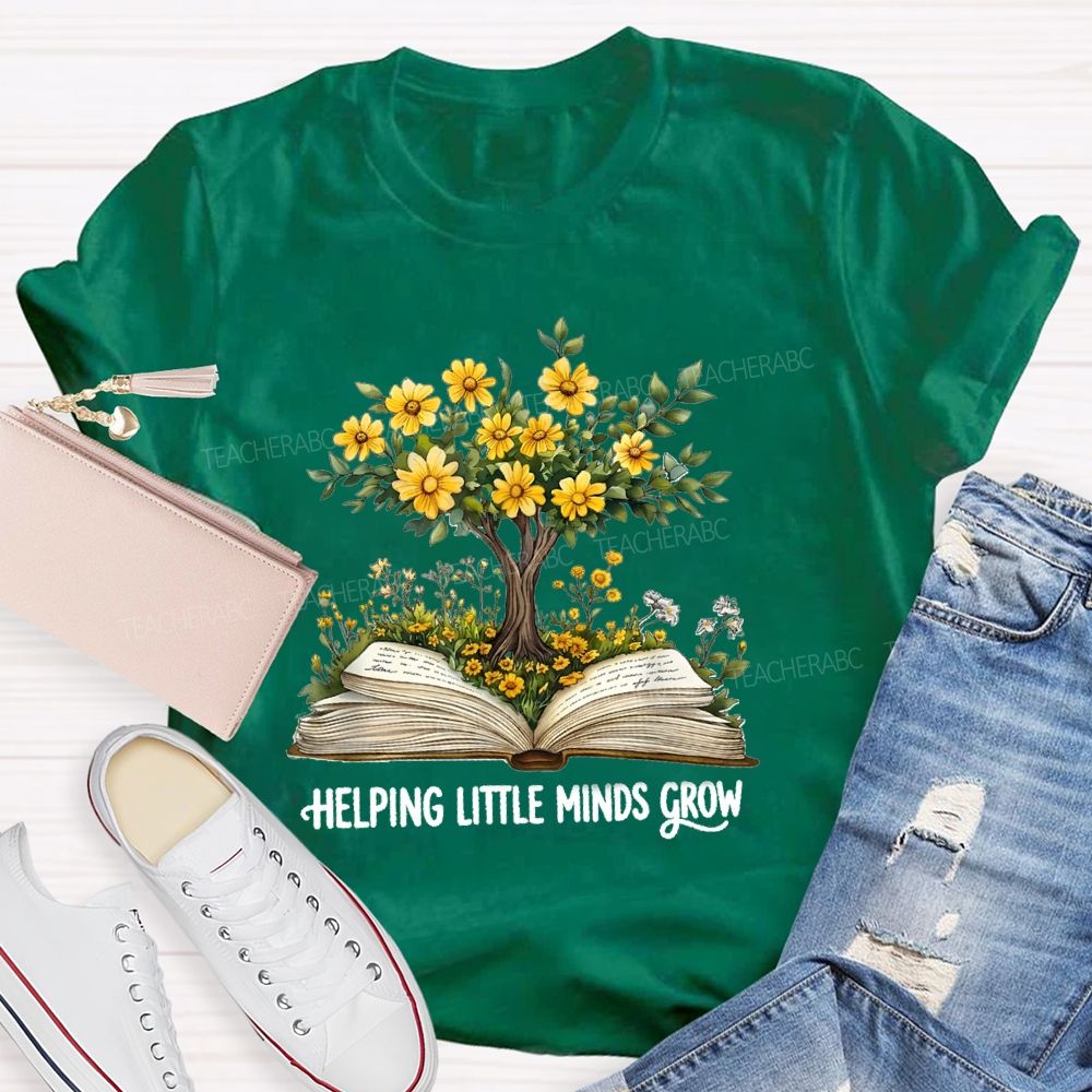 Helping Little Minds Grow Books Tree Teacher T-shirt