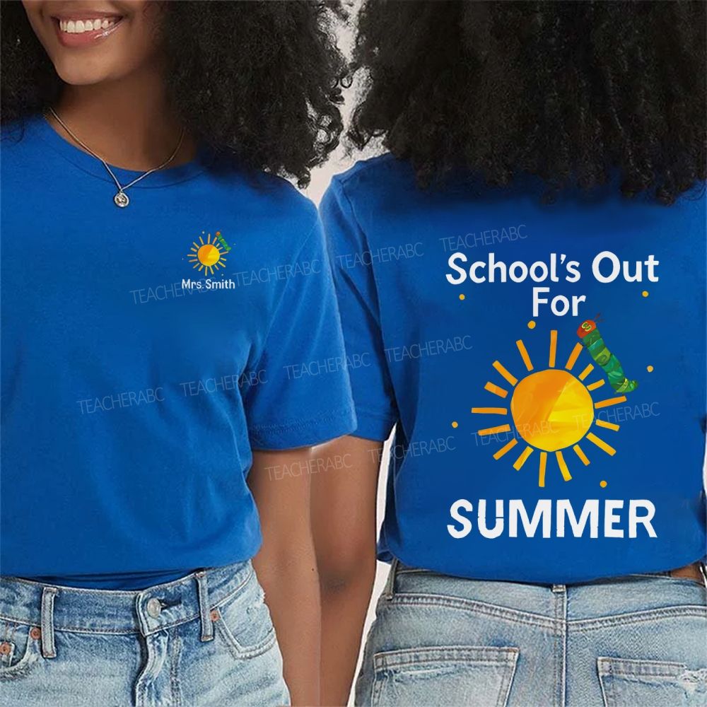 Personalized Name School'S Out For Summer Double Printed T-shirt