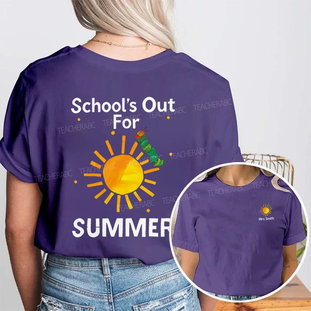 Personalized Name School'S Out For Summer Double Printed T-shirt