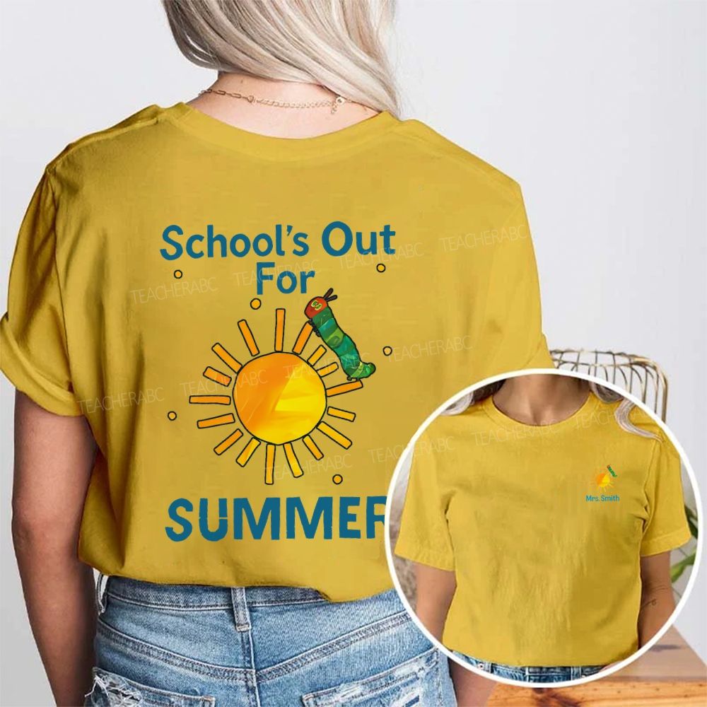 Personalized Name School'S Out For Summer Double Printed T-shirt