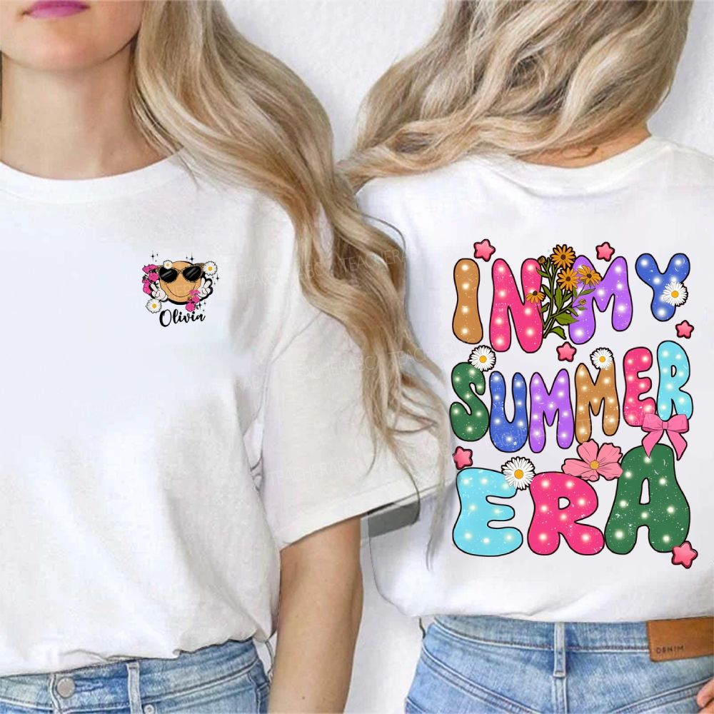 Personalized Name In My Summer Era And Flowers Double Printed T-shirt