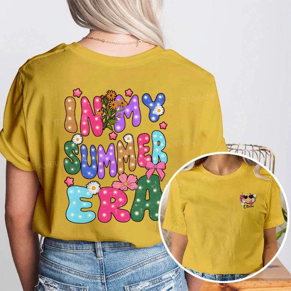 Personalized Name In My Summer Era And Flowers Double Printed T-shirt