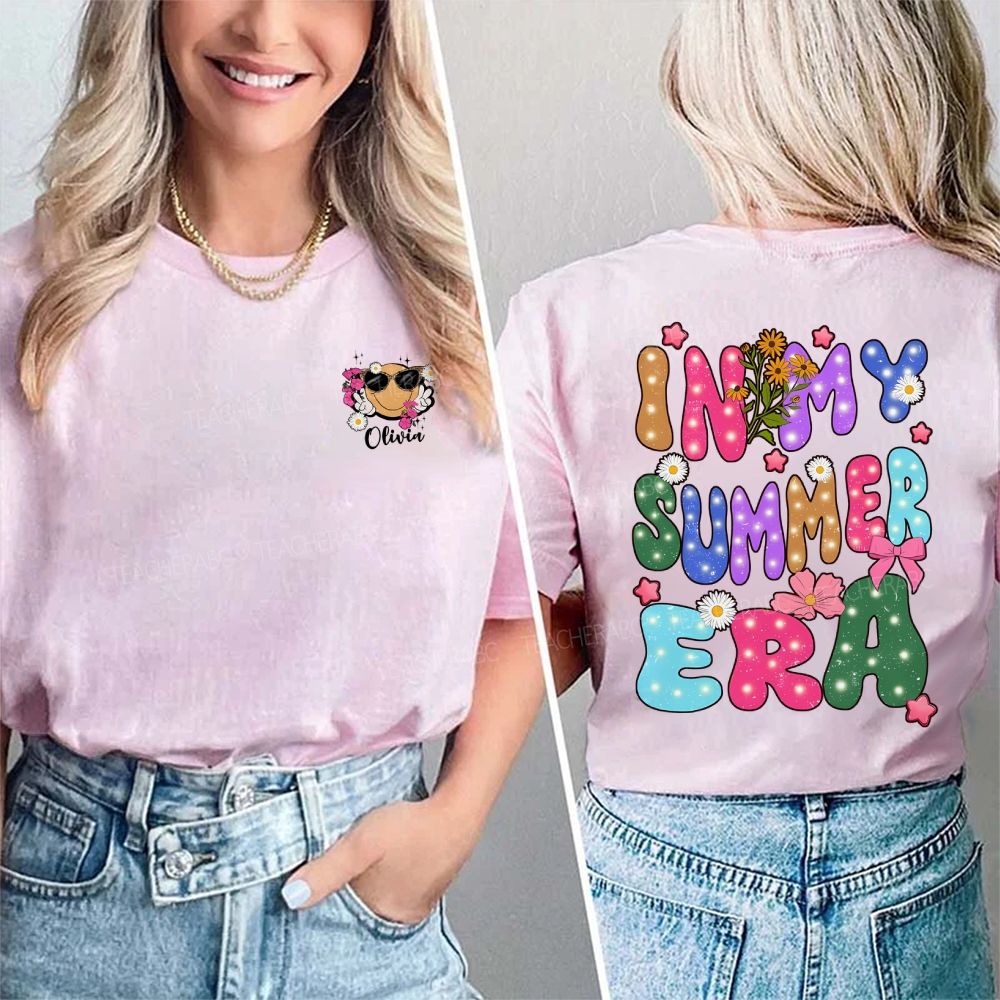 Personalized Name In My Summer Era And Flowers Double Printed T-shirt