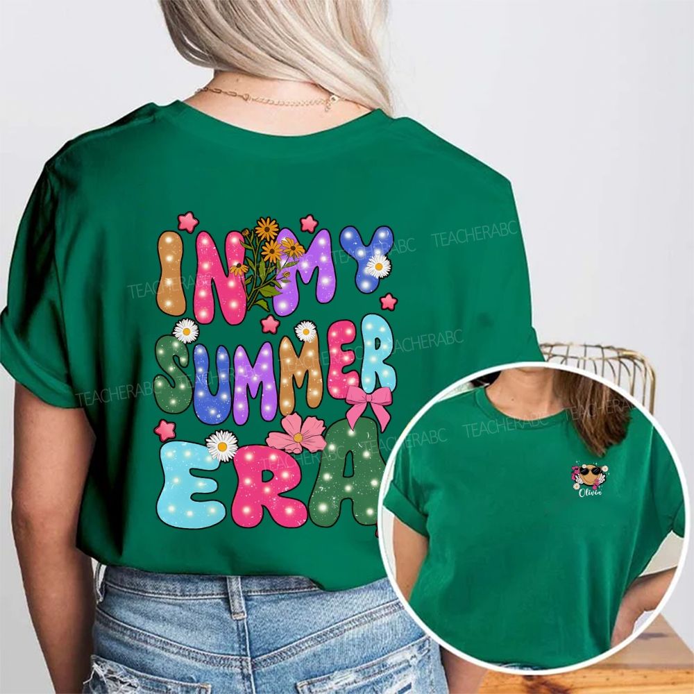Personalized Name In My Summer Era And Flowers Double Printed T-shirt
