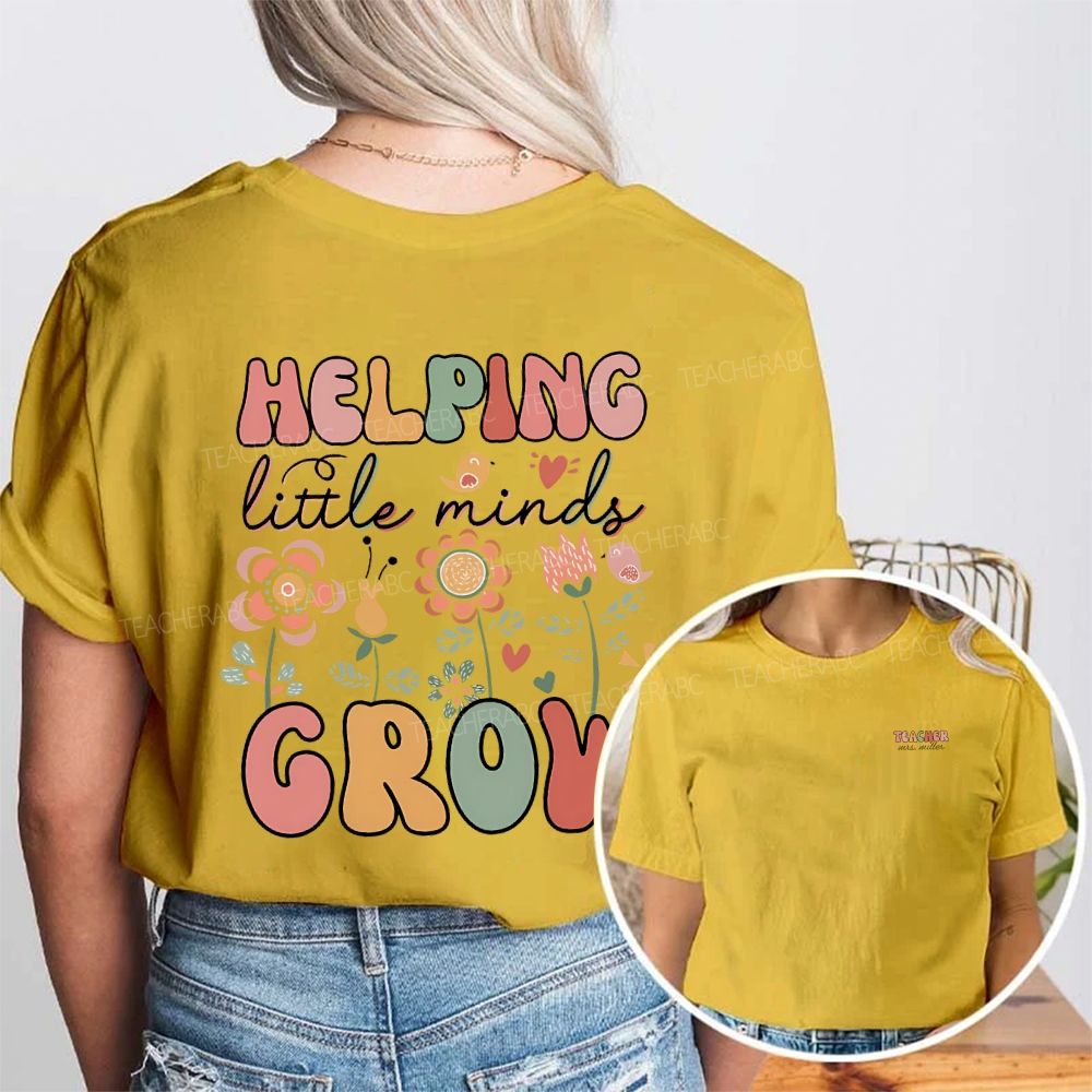 Personalized Name Helping Little Minds Grow Double Printed T-shirt