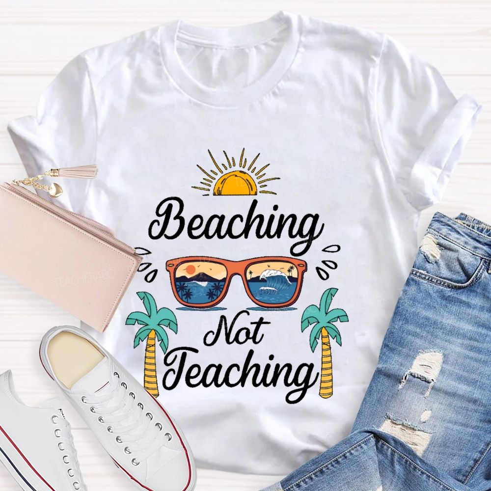 Beaching Not Teaching Pattern Teacher T-shirt