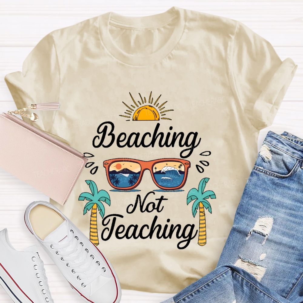 Beaching Not Teaching Pattern Teacher T-shirt