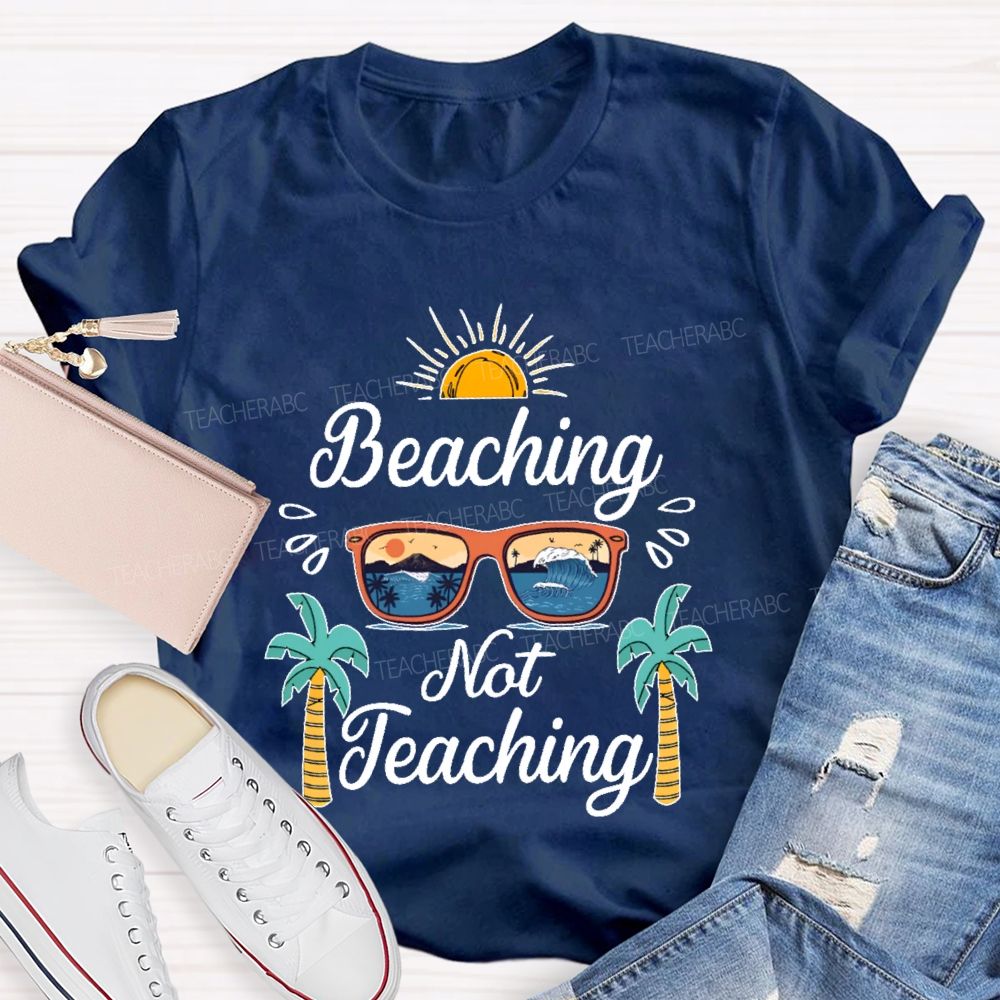 Beaching Not Teaching Pattern Teacher T-shirt