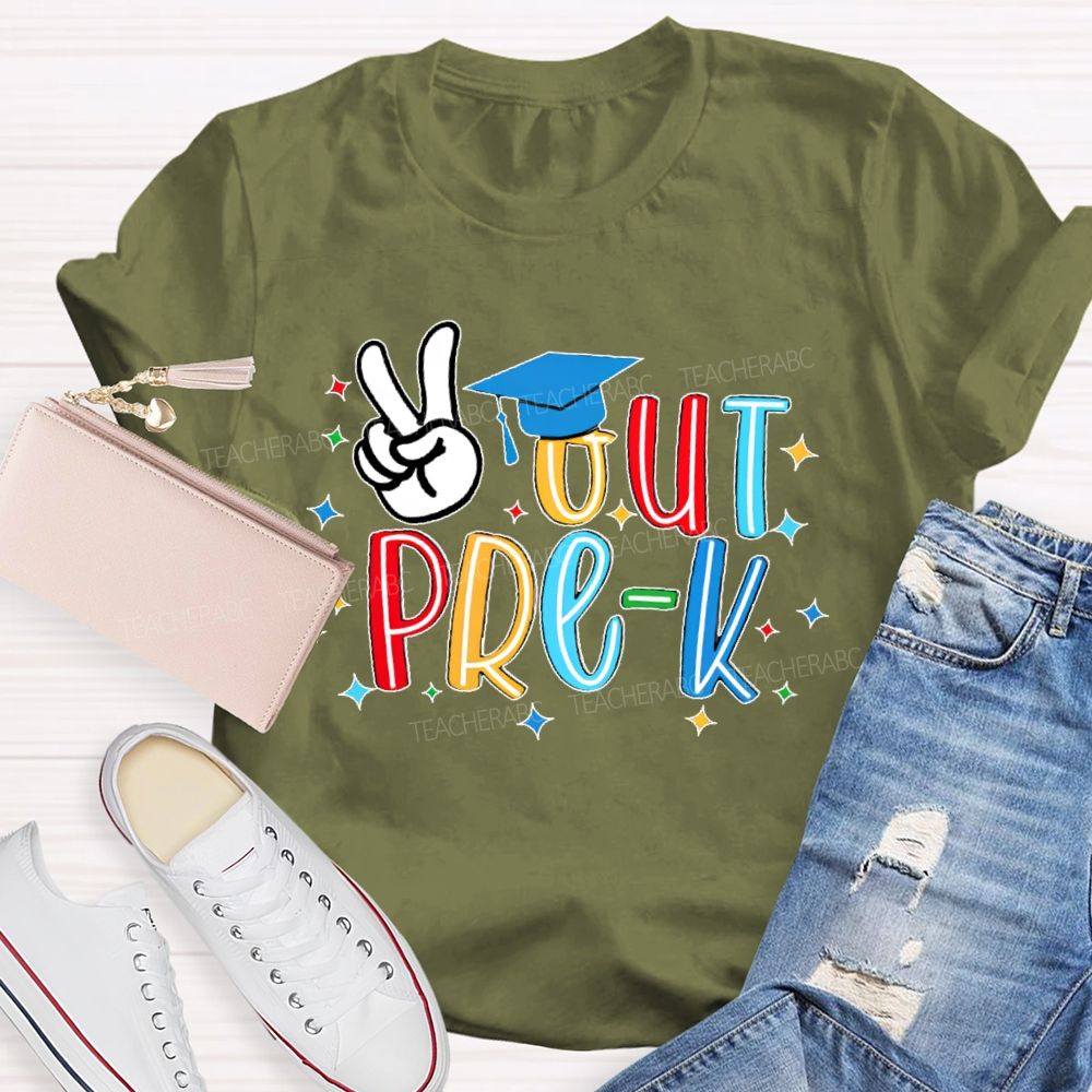 Personalized Grade  Peace Out Pre-K  Teacher T-shirt