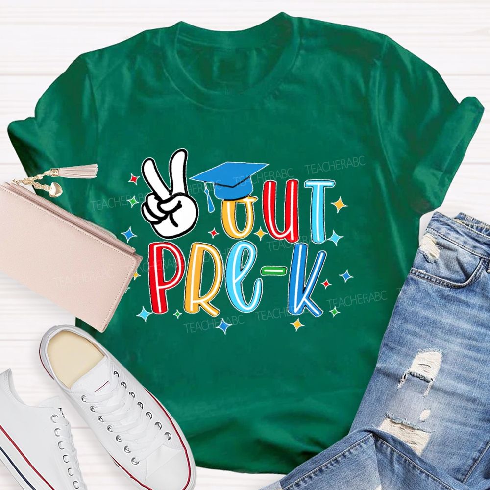 Personalized Grade  Peace Out Pre-K  Teacher T-shirt