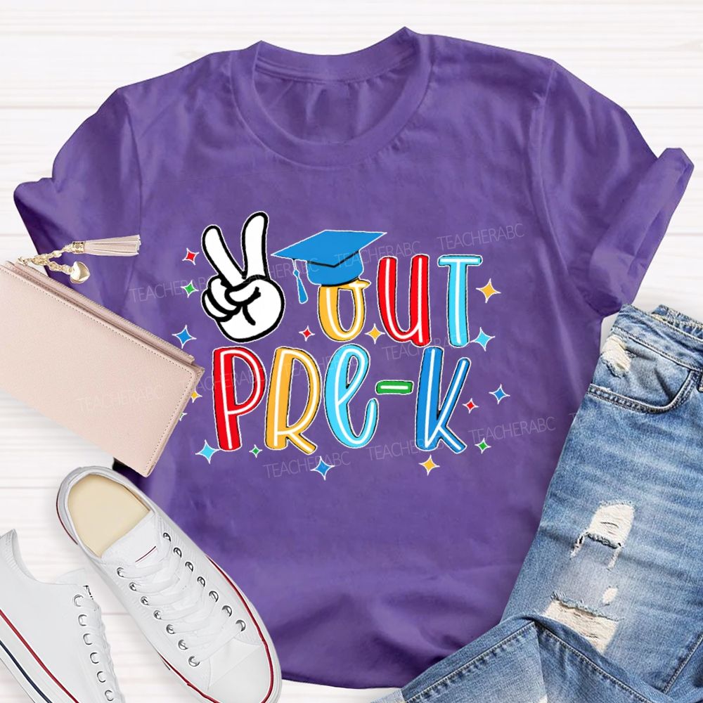 Personalized Grade  Peace Out Pre-K  Teacher T-shirt