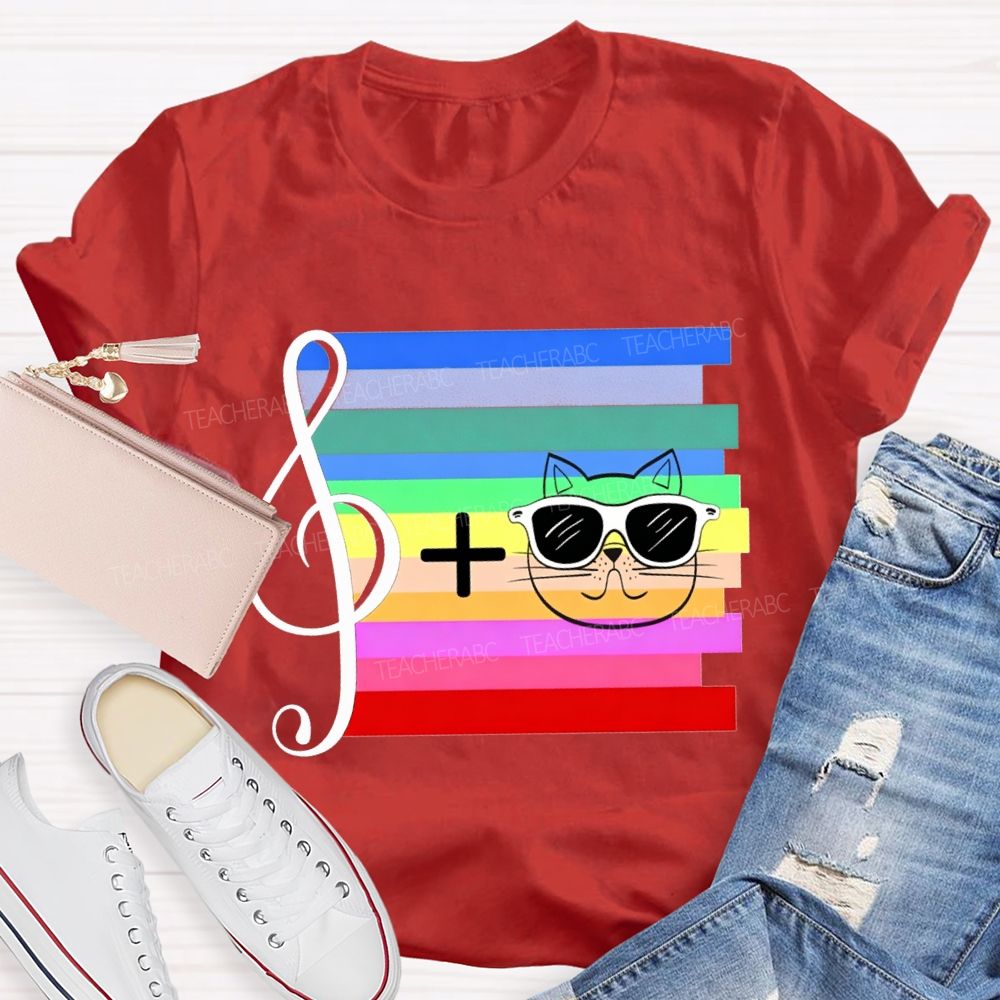Musical Notes And Cats Teacher T-shirt