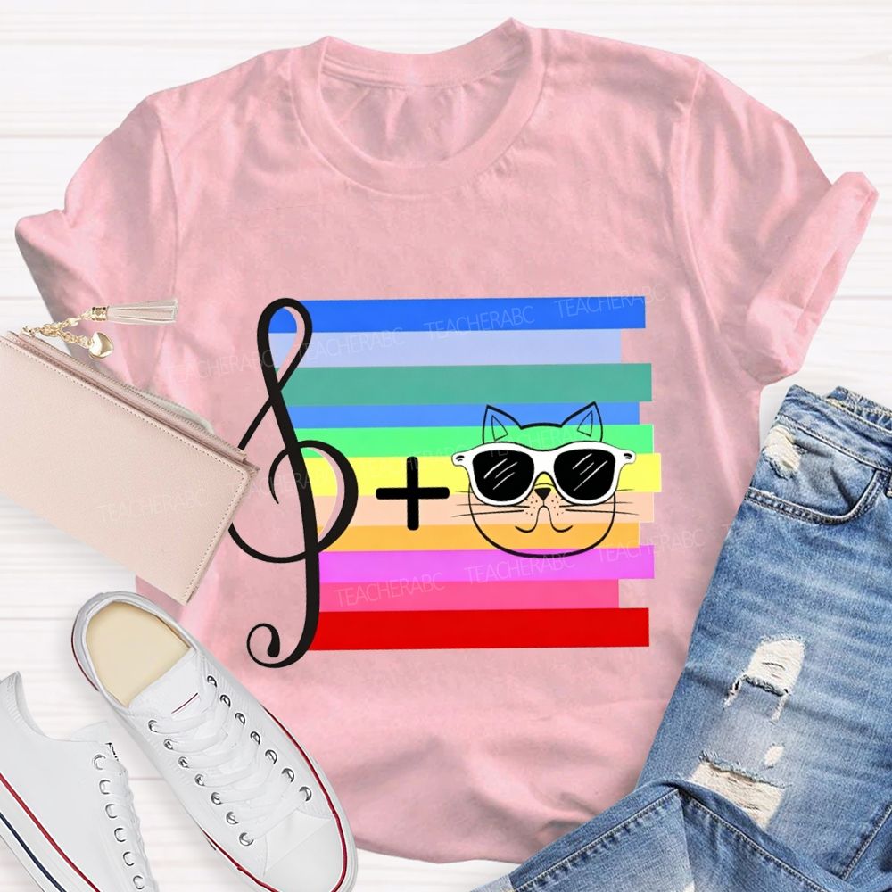 Musical Notes And Cats Teacher T-shirt