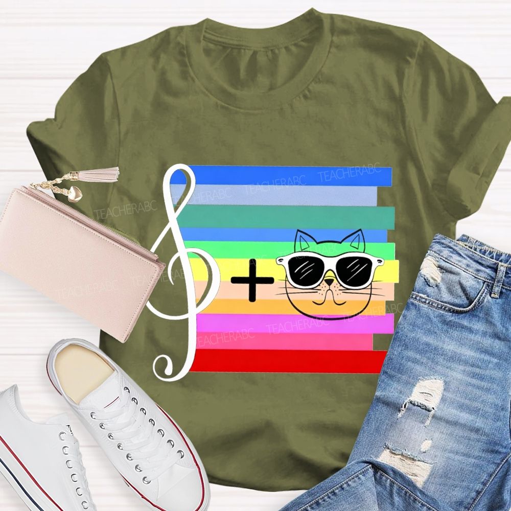 Musical Notes And Cats Teacher T-shirt