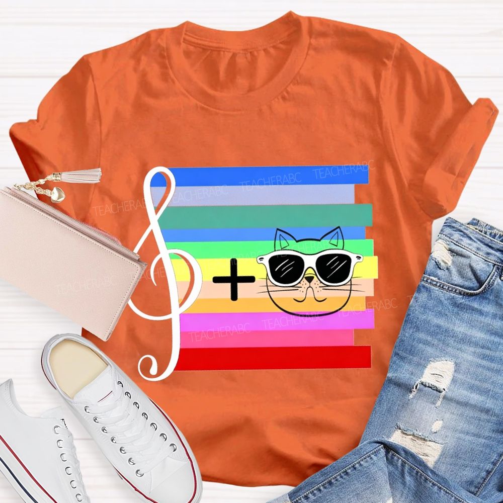 Musical Notes And Cats Teacher T-shirt