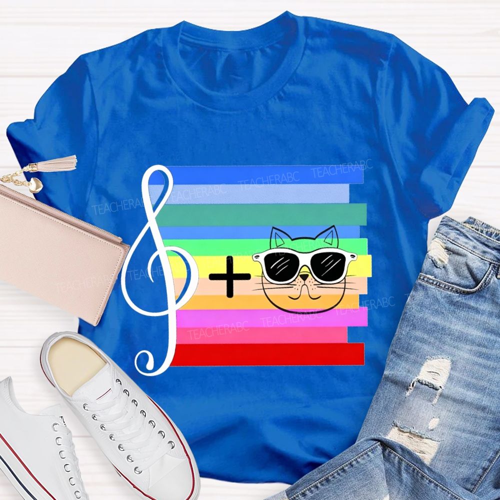Musical Notes And Cats Teacher T-shirt