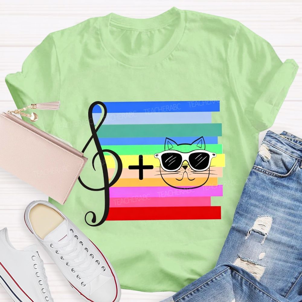 Musical Notes And Cats Teacher T-shirt
