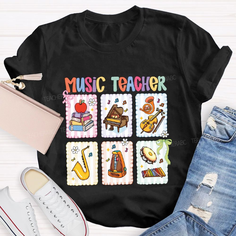 Music Teacher And Various Musical Instruments Teacher T-shirt