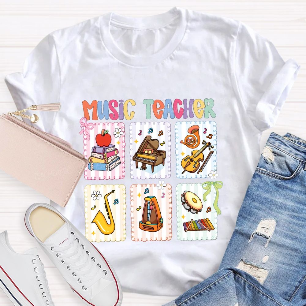 Music Teacher And Various Musical Instruments Teacher T-shirt