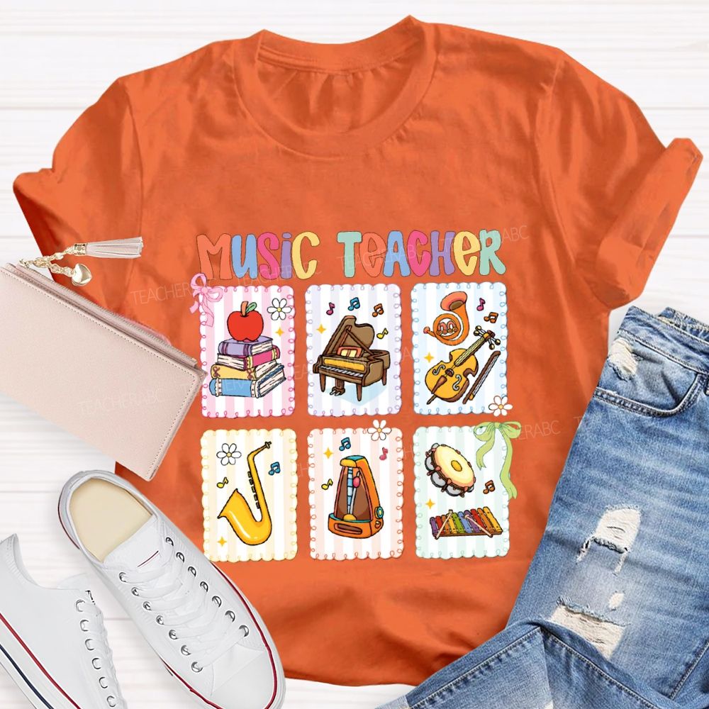 Music Teacher And Various Musical Instruments Teacher T-shirt